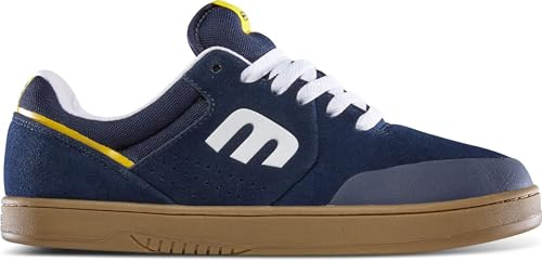 Etnies Marana – Iconic Pro Skate, Reinforced Ultimate Cupsole, Cushioned Feel, 3X More Durable - Navy/Gum/Yellow - 9