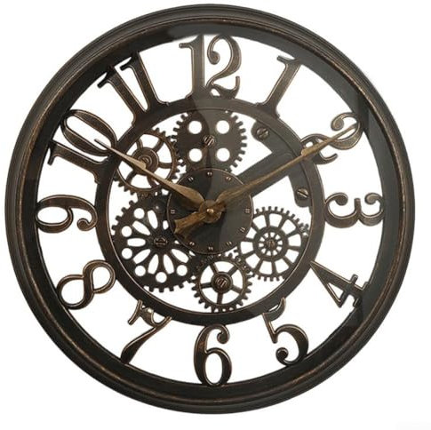 PETSTIBLE 40,6 cm große Garten-Wanduhr, große Outdoor-Dekoration, Vintage-Uhr, offene Wand, Heimdekoration, wetterfest, robust und praktisch (braun)