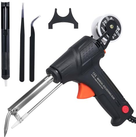 Mulcort Lötkolben-Set, 60 W, kabelgebundenes elektrisches Schweißgerät mit Schweißdraht, Einhandbedienung, Lötgeräte-Set zum Löten von Leiterplatten, elektrische Wartung, Computer und Heimwerken