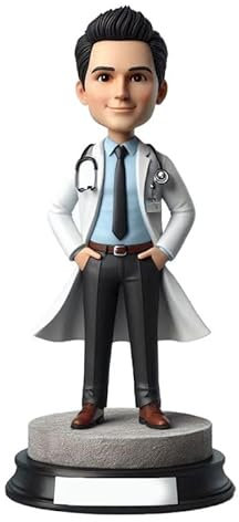 mydedor Individuelle Wackelkopf-Figur, personalisierbar, männlicher Arzt, Wackelkopf, Wackelkopf-Figuren, handgefertigt, personalisiert, Skulptur, Geschenk für Mann