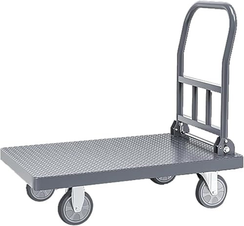 DRFGNF Camión de Plataforma Carretilla de Empuje Plegable de Metal con Ruedas Carretilla de Mano Plana Carga de 300 kg Carro de Plataforma móvil Carro de Plataforma portátil (100 * 65)