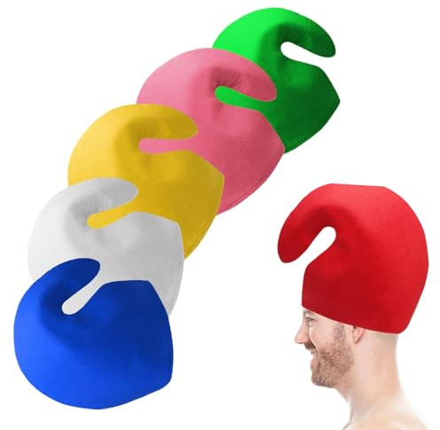 HhBdy Elf Hat 6Pcs Santa Hats Set Colorful Gnome Hats Dwarf Hat Non-Woven Material Eavesless Christmas Party Hats Gnome Costume Accessories for Birthday Halloween Cosplay Party