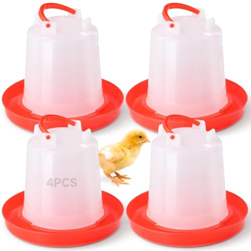 4 Hühnerwasserbecher Automatischer Hühnertrinker, 1Liter Hühnertränke für Küken, Huhn, Ente, Wachtel, Truthahn