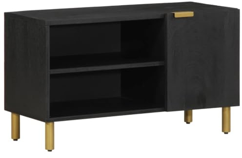 LLEZKBR Gabinetes y estantes de almacenamiento para medios de almacenamiento, color negro, 80 x 33 x 46 cm, madera de ingeniería