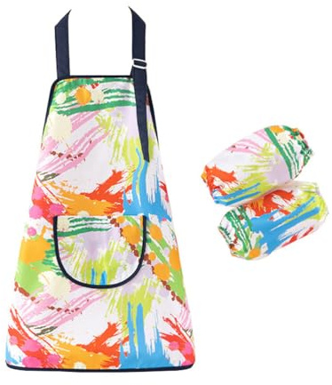 Oyccen Grembiule da Pittura Bambini Grembiule Artista Regolabile con Manicotti Bambino Grembiule Impermeabile per Pittura, Cucinare, Giardinaggio