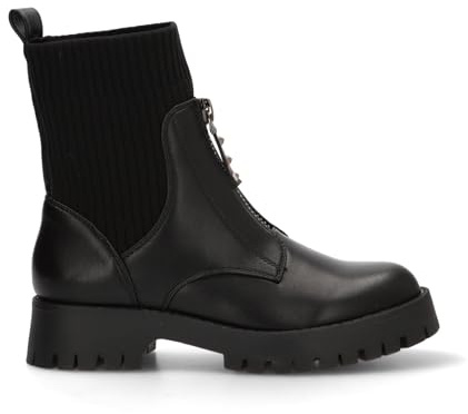 Etika Botas Militares de Plataforma para Mujer, Botín de Combate con Caña Elástica Tipo Calcetín y Suela Track, Cierre con Cremallera, Modelo 11045 Negro - 39
