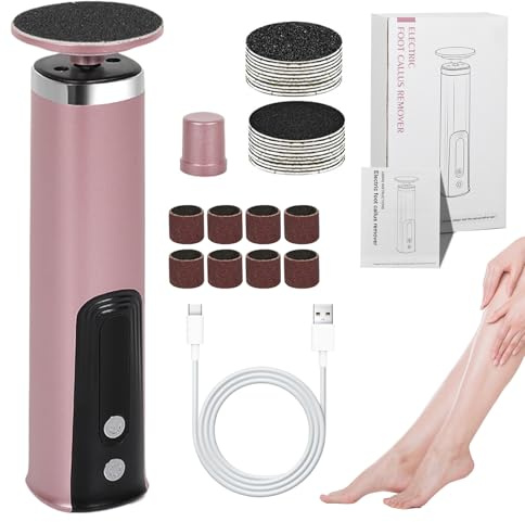 Lime elettrico per i piedi - Effettiva eliminatore calor con testa sostituibile, strumento di pedicure portatile ergonomico, dispositivo ricaricabile a velocità regolabile, soluzione di cura della pel