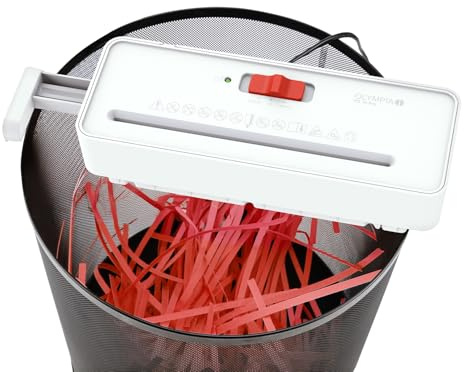 OLYMPIA PS 16 Pro Vit dokumentförstörare | Kompakt pappersförstörare för hemmet | Banddokumentförstörare | Papperskvarn | Pappersstrimlarenhet vit