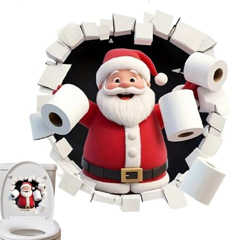 Père 3d Wall Sticker Noel, 29.5 * 29.5cm Sticker Mural Qui Brise Père Noel, PVC Stickers Porte, Pour Réfrigérateurs, Chambres, Salons La Décoration Fêtes À La Maison