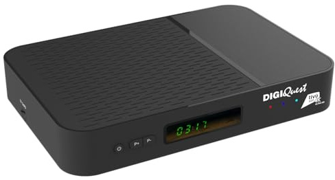 DIGIQUEST AX3_tivùsat UNIVERSALE | Decoder COMBO 4K tivùsat con Triplo Tuner DVB-T2 HEVC Main 10 (10 bit), DVB-S2, Powered by Android TV™ | Controllo vocale | Google Cast™ | Smartcard tivùsat Inclusa