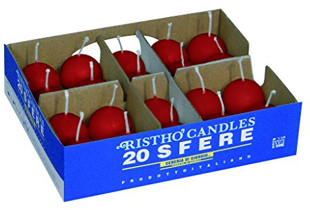 Cereria di Giorgio Risthò Candele Sfera, Cera, Rosso, 3x3x3 cm, 20 unità
