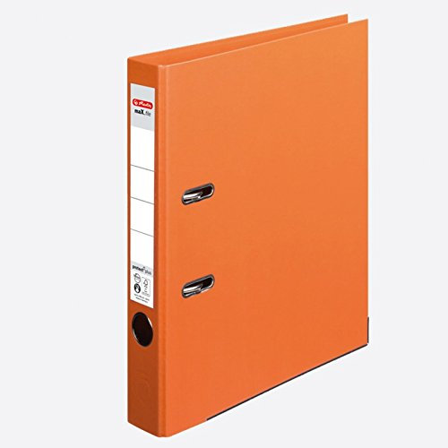 4er Packung Herlitz Ordner maX.file protect+ A4 Voll-PP-Folienbezug Wechselfenster (orange schmal, 4)