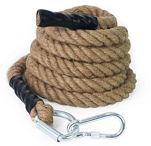Aoneky Gym Kletterseil mit Karabiner 30/40/50mm - Krafttraining Sportseil - Muskeltrainingsseil, Krafttraining Kampfseil 3/4/4,5/5,5/6/7,5/9M(40mm 3M)