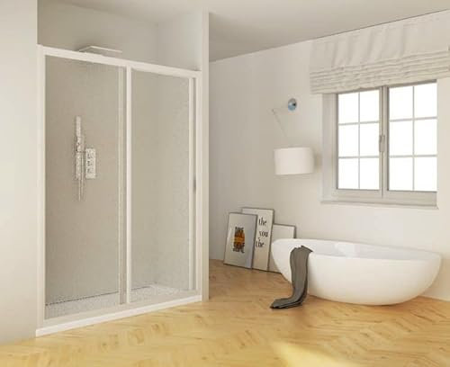 Porta doccia scorrevole acrilico e pvc bianco nicchia h.185cm box doccia (100cm (100-90cm))