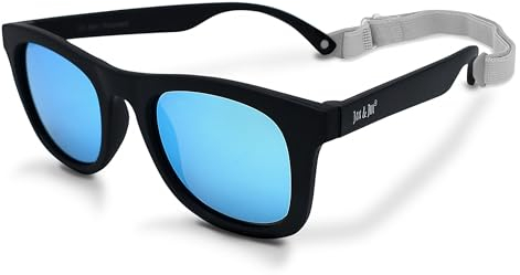 Jan & Jul Baby und Kleinkind Polarisierte Sonnenbrille mit Band für Mädchen Jungen, 100% UV Schutz (Klein: 6-24 Monate, Schwarz Aurora)