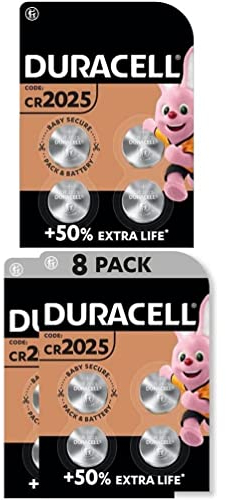 Duracell - Pilas de botón de litio 2025 de 3 V, paquete de 12, con Tecnología Baby Secure, para uso en llaves con sensor magnético, básculas, elementos vestibles, dispositivos médicos (DL2025/CR2025)