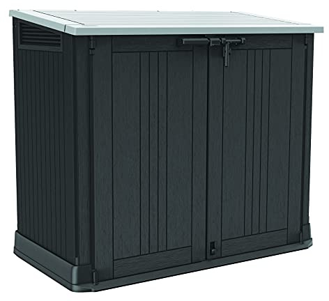 Keter Store-It-Out Prime 4.3 x 3.7 ft. Outdoor Resin Storage Shed with Easy Lift Hinges, Perfect for Yard Tools, Pool Floats and Garden Accessories, Black