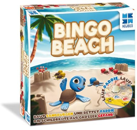 MEGABLEU | Bingo Beach | Familienspiele | Brettspiele | Geschenke zur Einschulung | Perfekt zu Verschenken | Schulanfang Jungen und Mädchen | Bingo Spiel | Kinderspiele ab 6 Jahren für 2 bis 4
