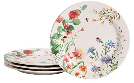 Bico Summer Provence Dinner Plates Set of 4, 11 Inch Large Ceramic Plates for Pasta, Steak, Stylish Serving Dishes, Microwave and Dishwasher Safe, Gift for Housewarming and Thanksgiving
