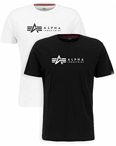 Alpha Industries Alpha Label T 2 Pack T-Shirt für Herren Black/White