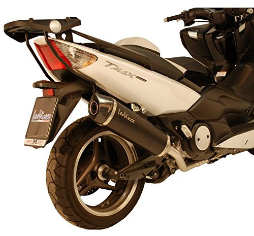 impianto di scarico LeoVince sistema completo SBK NERO, acciaio inossidabile nero, tappo in carbonio, 2/1, con omologazione per Yamaha T-Max 500 i.e.