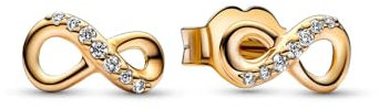 Pandora Moments Infinity 14k gold-plated stud earrings with clear cubic zirconia