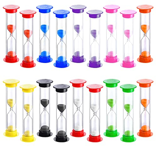 HOSTK 18PCS Sand Timer Hourglass 2 Minutes Tooth Brushing Sand Timers Sandglass Sand Clock Time Toothbrush Timer for Kids Classroom Game Home Kitchen Office, 9 Colors