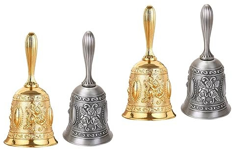 NUOBESTY 4 Pz campanello di chiamata del ristorante campanella scuola campana a mano antica campanello d'aula per gli insegnanti da tavolo campana da tavolo in