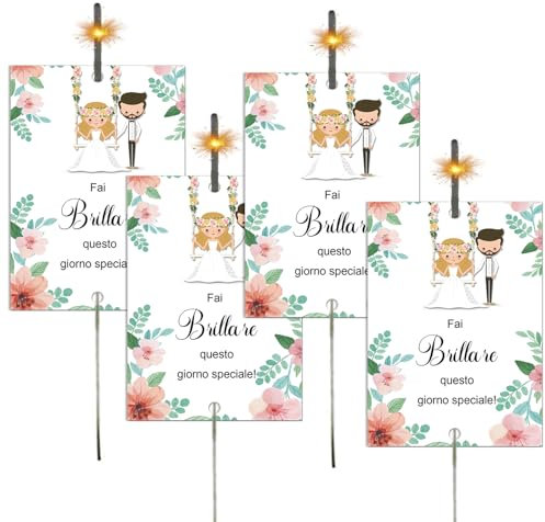 50pz Etichette Scintille Luminose Matrimonio, Cartoncini per Stelline Scintillanti Stelle Filanti Matrimonio Nozze Sposi Taglio Torta Anniversario Compleano Decorazioni