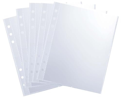 50pcs A5 Transparent Plastic Photocard Sleeves for 6 Ring A5 Binder,5.12x7.48in Plastic Sleeve, Ultra-Clear Photo Sleeves Waterproof PVC Binder Sleeve for Photos, Postcards, Seed Packets