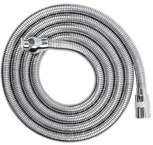 AMZSKU Tubo doccia universale, 2 m, con protezione anti-torsione in acciaio inox, tubo flessibile per doccia, con anelli di tenuta