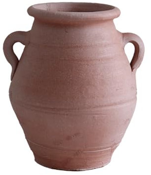 HGTYDV2 Vaso in Terracotta con 2 Manici Vaso in Ceramica Rustica Brocca in Terracotta Centrotavola Vaso in Argilla per Fattoria Vaso in Ceramica Antico Vintage per la Decorazione Domestica