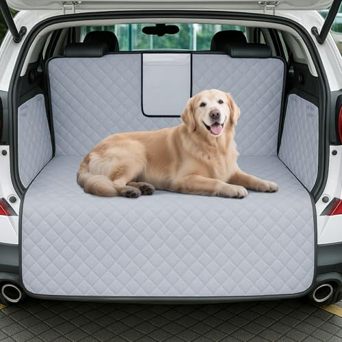 Lekespring Protector de Maletero para Perros, Manta Impermeable y Antideslizante con Protección Lateral y de Parachoques, Funda Resistente y Fácil de Limpiar para Maletero de Coche (Gris)