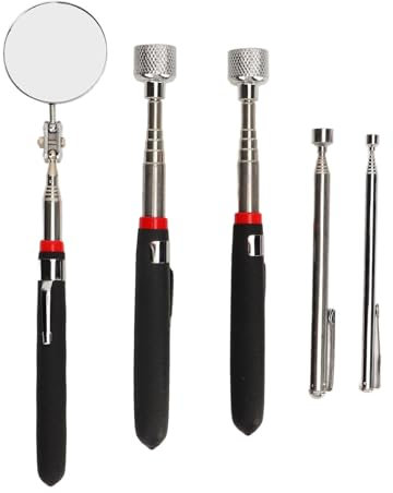 Ensemble de 5 outils de ramassage magnétiques 15 lb, 10 lb, 3,5 lb, 1,5 lb, pince magnétique télescopique et miroir d'inspection rond