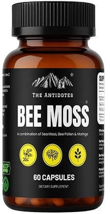 The Antidotes Bee Moss Capsules – Sea Moss, Bee Pollen & Moringa Supplement – Natural Energy, Immunity & Wellness Support – Vegetarian, Halal & Additive-Free – 60 Capsules (30 Day Supply)