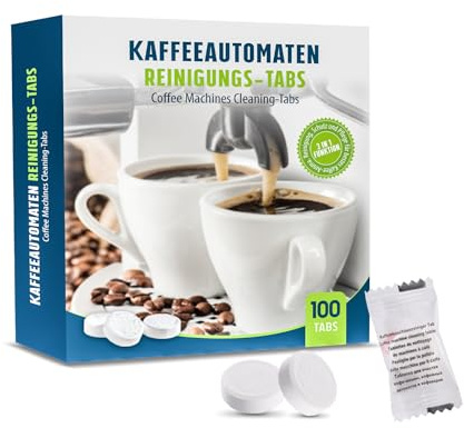 Pastillas limpiadoras 3 en 1 para cafetera automática, 100 unidades. Con oxígeno activo, compatibles con Siemens EQ, Jura, Melitta, Bosch. Para un grupo de dispensación limpio y mejor aroma