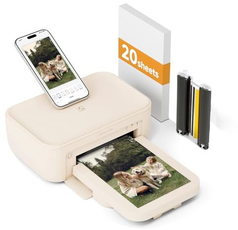 HPRT Photo Printer 4×6”, Wi-Fi Full-Color Instant Phone Phtoto Printer for iPhone, Android, Smartphone, Thermal Dye-Sublimation Impresora De Fotos for Home Use, + 20 Sheets Photo Paper & 1 Cartridge
