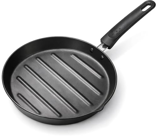 briebe MARE Grill Asador Rayas, Inducción, Acero Forjado 28 cm, Antiadherente Libre PFOA, Sartenes Profesionales, Alta Resistencia, Aptas Para Todo Tipo de Fuegos, Fabricada en España