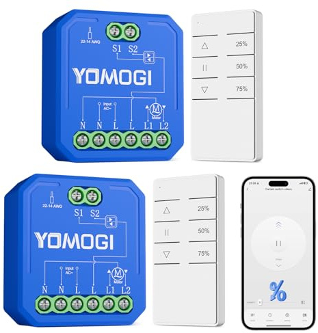 YOMOGI Modulo Tapparelle con Telecomando RF Connesso, Modulo WiFi per Tende Compatibile con Alexa Google Home per Controllo Percentuale,Ccontrollo Vocale, Apertura Regolabile (2)