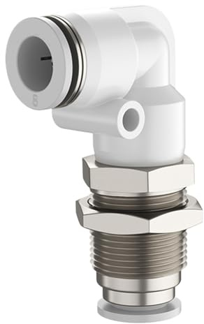 1pcs PLM Pneumatic Quick Connector L-shaped Elbow 4mm 6mm 8mm 10mm 12mm PU Hose White Air Connector Copper Baffle Bulkhead Connector(PLM-8)