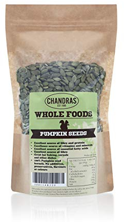 Chandra Whole Foods – Raw Pumpkin Seeds 1KG - Low-Carb High Fibre Pumpkin Seeds to Eat, for Breads, Soups, Cereals & Snacks - Gluten-Free, Keto, Shell-Free, Rich in Protein, Vitamins & Antioxidants