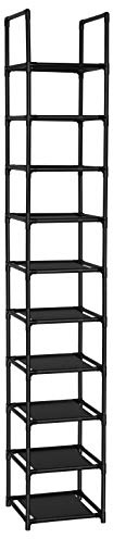 FIDUCIAL HOME 10 Tiers Shoe Rack Space Saving Vertical Single Pairs Sturdy Shoe Shelf Storage Organizer