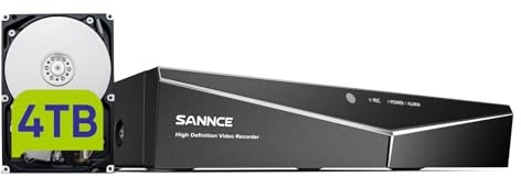 16 Channel Security CCTV DVR with 4TB Hard Drive, SANNCE 1080p Lite 5-in-1 Hybrid Video Recorder for 2MP TVI AHD CVI CVBS Analog IP Security Cameras, Motion Alerts, Remote Access, 24/7 Recording