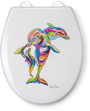 Croydex Steven Brown Hannah McWave Flexi-Fix Toilet Seat - Soft Close and Quick Release with Adjustable Hinges, Durable Polypropylene Plastic with Top and Bottom Fixings