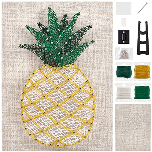 WEBEEDY DIY Nail String Art Kit Kit de Arte de Cuerda de Bricolaje Kit de Manualidades de piña proyectos de Manualidades Actividades de decoración de Pared para el hogar y la habitación