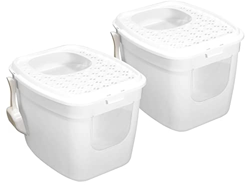 2er Sparpack Katzentoilette Katzenklo mit Einstieg vorne und Oben Weiß