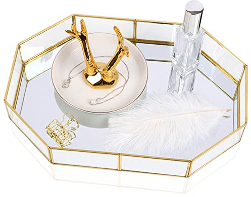 Spiegeltablett Nordischer Stil Bootoow Gold Verspiegelt Metall Deko Tablett Kosmetikschmuck Organizer