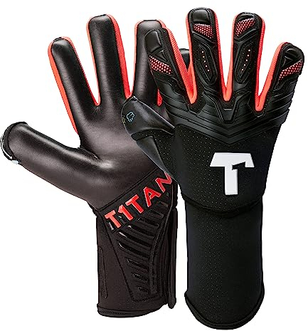 T1TAN Alien Black Energy 2.0 mit Fingerschutz Torwarthandschuhe für Erwachsene, Fußballhandschuhe Unisex, Negative Cut und 4mm Profi Grip - Gr. 10