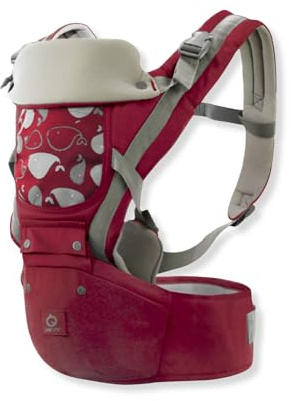 SONARIN Ergonómico 3 en 1 Mochila Portabebés con Asiento de Cadera,Portabebés Multifuncional Transpirable Portador de Bebé Multiposición para Recién Nacidos 0-36 Meses(Rojo)