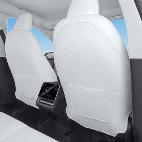 Ywooon Protection de Dossier de Siège en Cuir pour Tesla Model 3/Y/X/S, Housse Protections Sièges pour Sièges Auto Avant, 2 Pièce Housse de Protection pour Sièges Arrière Organiseur supplémentaire